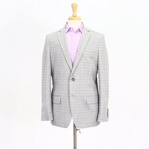 Haggar 42R Gray Blazer Sport Coat Jacket 2-Button Check Y072